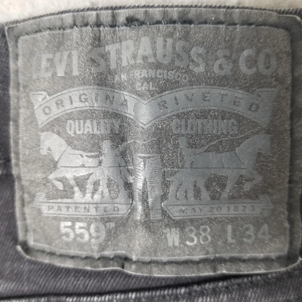 Levis 559 Relaxed Straight Jeans Mens 38x34 Charcoal Wash Stretch Denim Pants